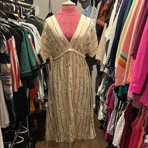Boho Cream Sequin Dress Size Medium